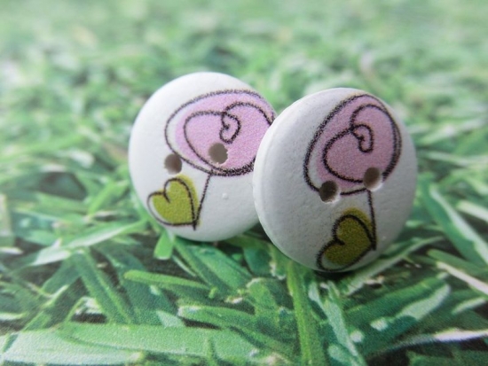 Holz Knopf Ohrstecker Blume Rose